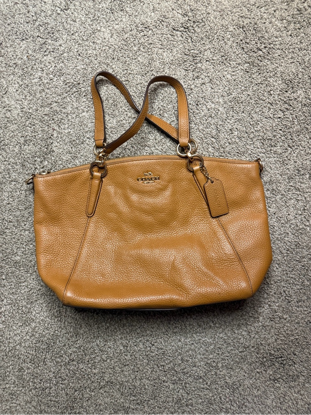 Coach Cognac Pebbled Leather Shoulder Bag